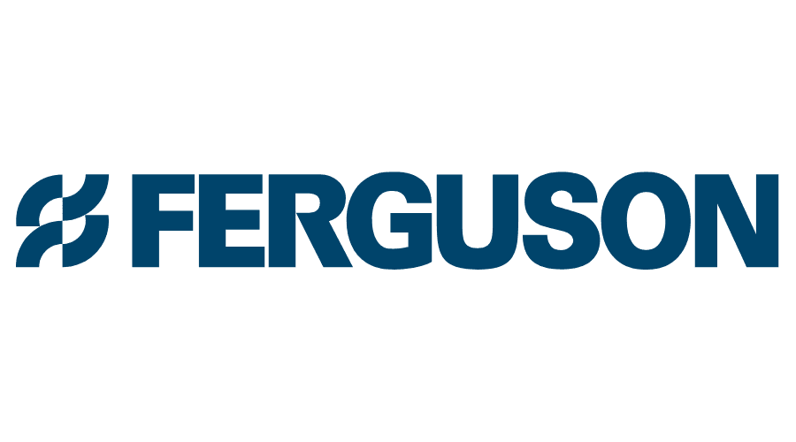 The image shows the Ferguson logo, featuring the word FERGUSON in bold, blue uppercase letters with an abstract blue symbol to the left. The background is white.