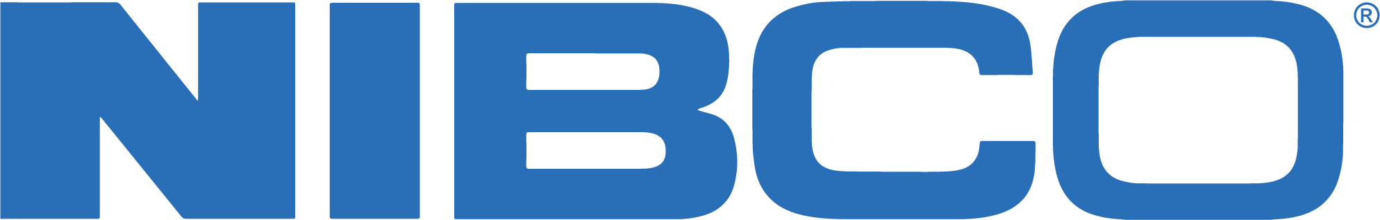 The image shows the NIBCO logo in bold blue uppercase letters on a white background. A small registered trademark symbol appears at the top right of the letter O.